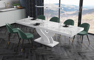 Stół rozkładany BELLA 160 - Venatino white (Marmur / Biały)